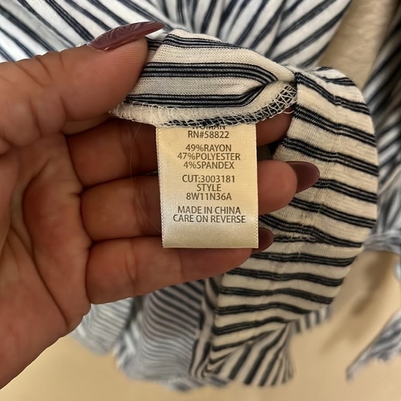 MAX STUDIO Womens 2X Striped Long Sleeve Tie Cuff Boat Neck Top Blouse - Picture 4 of 5